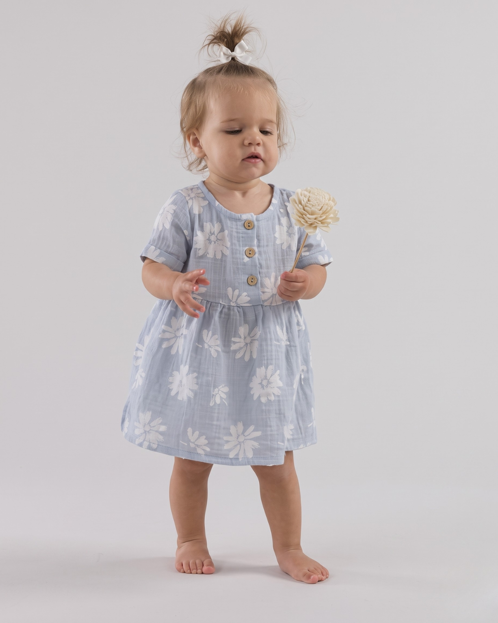 Inaya - Blue Floral Button Front Cotton Dress
