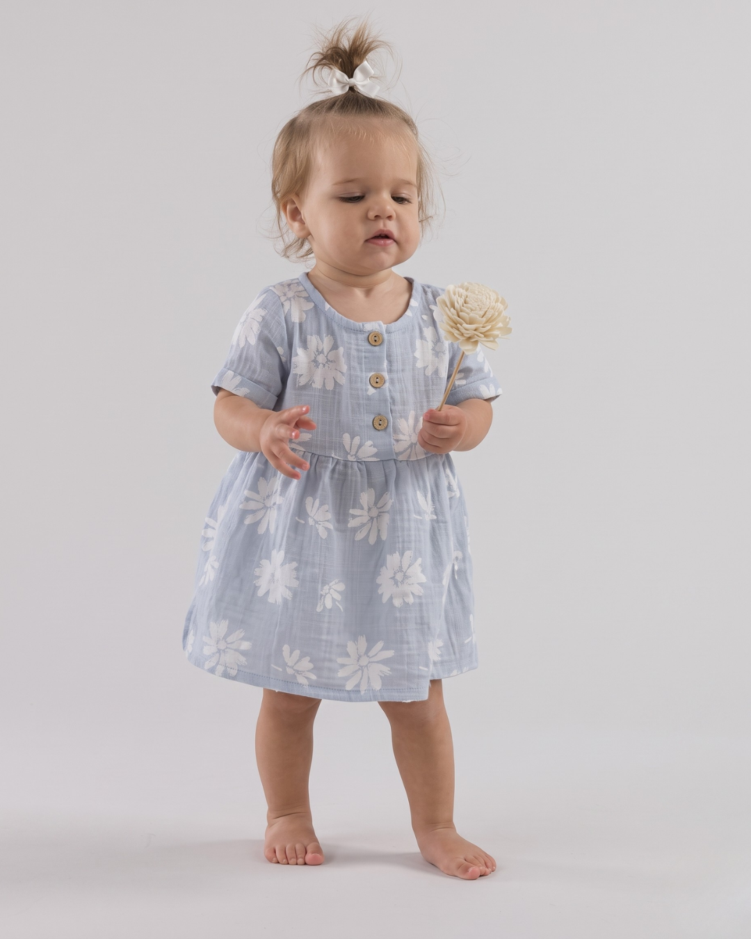 Inaya - Blue Floral Button Front Cotton Dress
