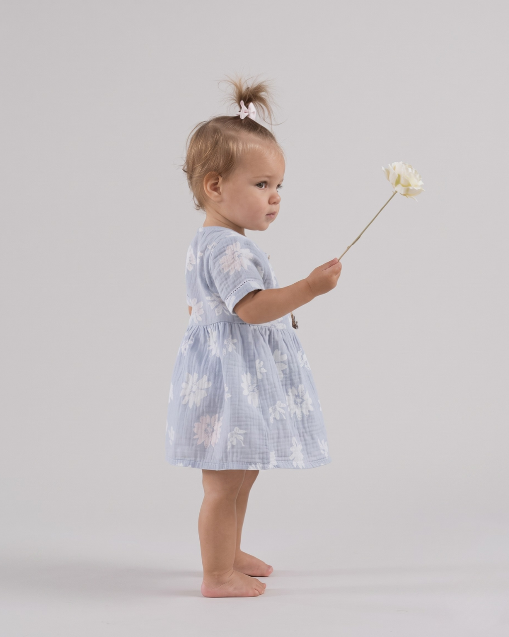 Inaya - Blue Floral Button Front Cotton Dress
