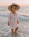 Ira – Ivory Red Heart Print Sailor Collar Beach Dress
