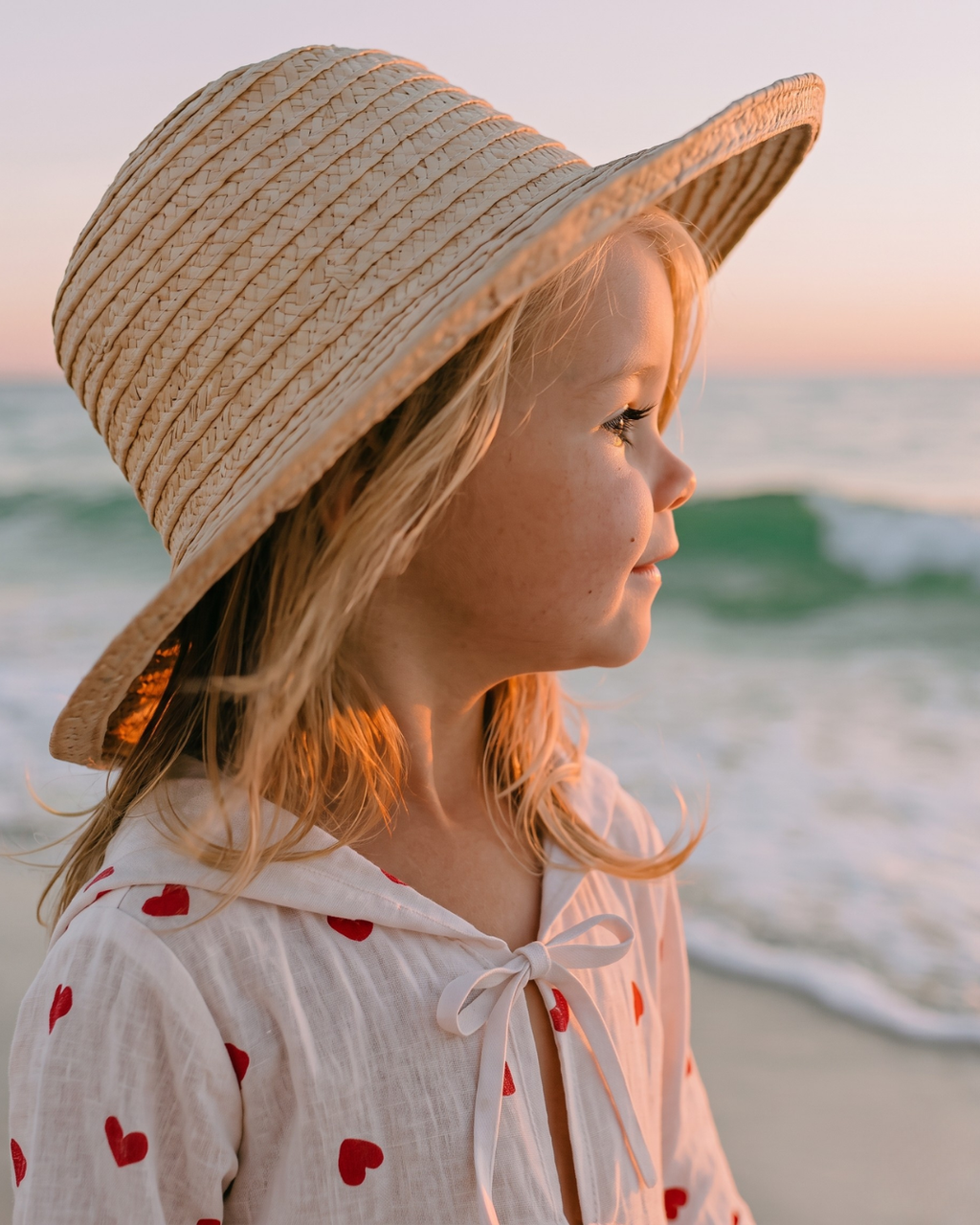 Ira – Ivory Red Heart Print Sailor Collar Beach Dress