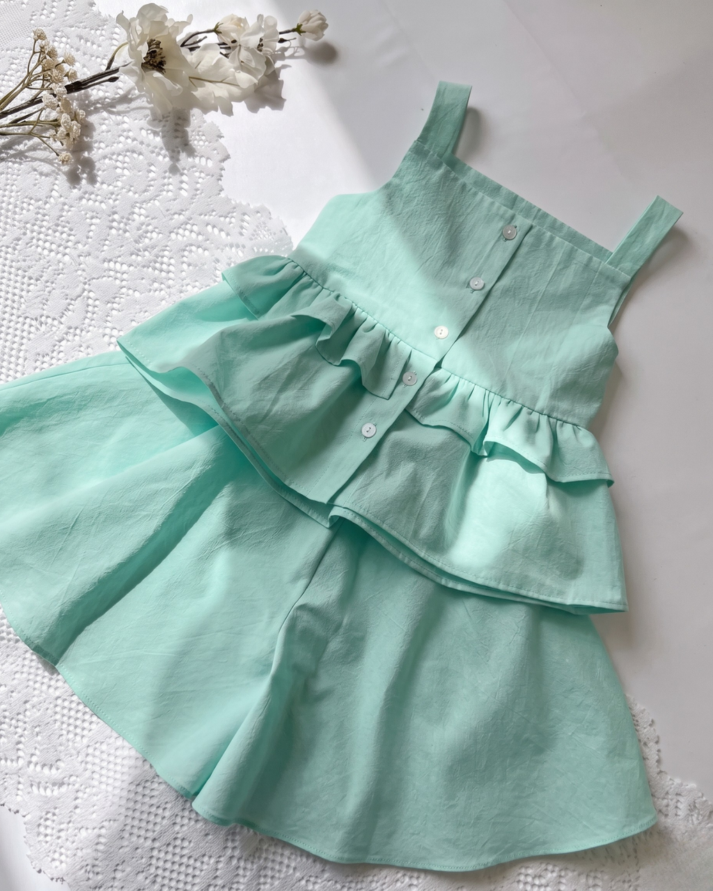 Kiara - Mint Green Ruffle Top Palazzo Co-ord Set