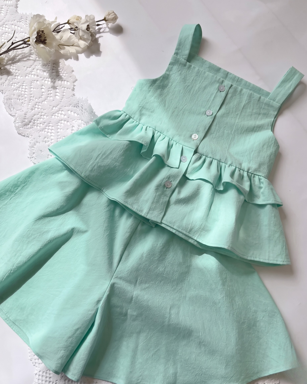Kiara - Mint Green Ruffle Top Palazzo Co-ord Set