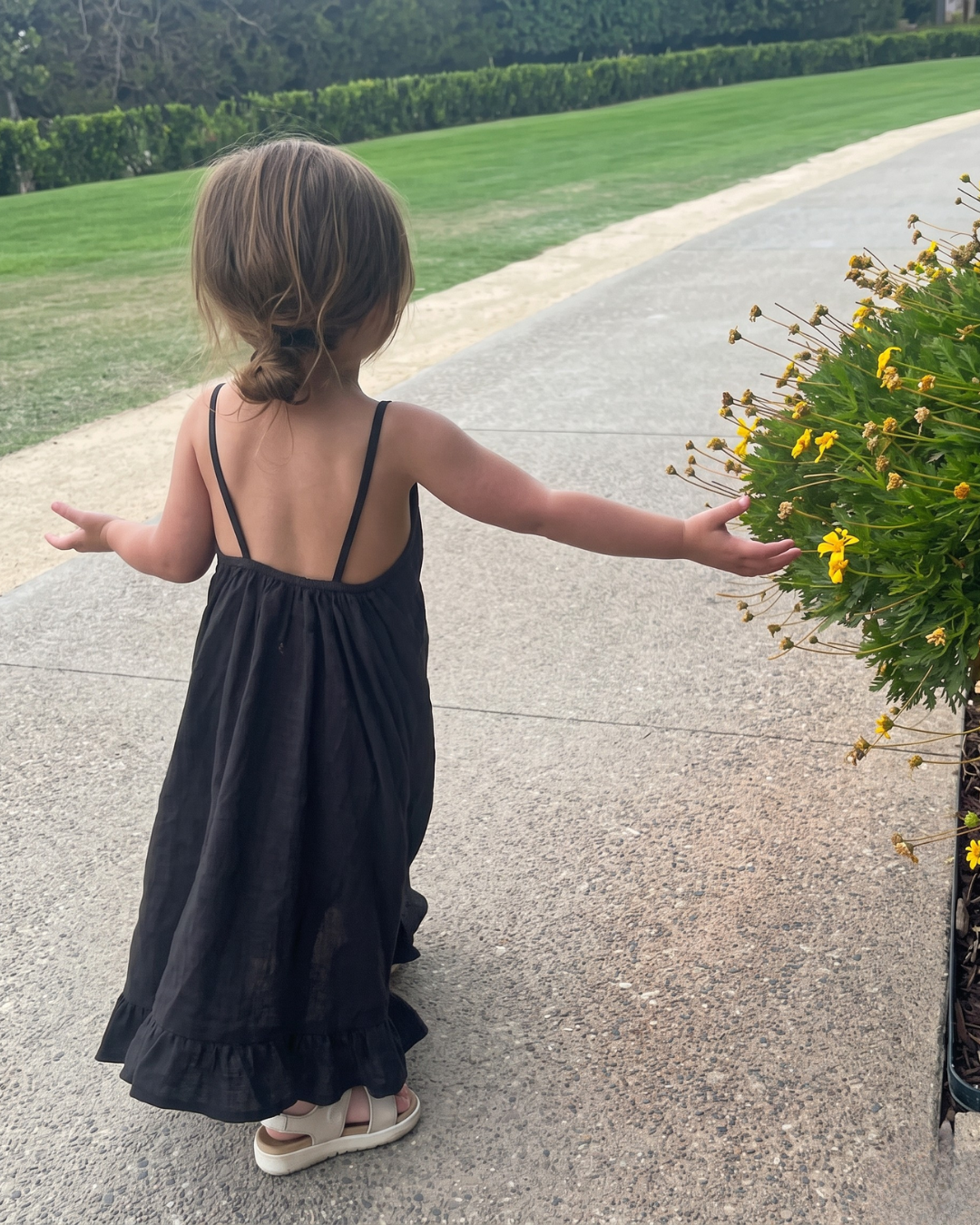 Myra - Charcoal Black Ruffle Hem Maxi Dress