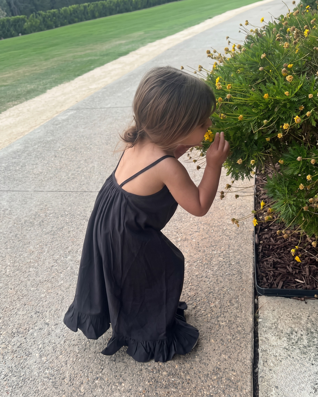Myra - Charcoal Black Ruffle Hem Maxi Dress