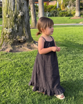 Myra - Charcoal Black Ruffle Hem Maxi Dress